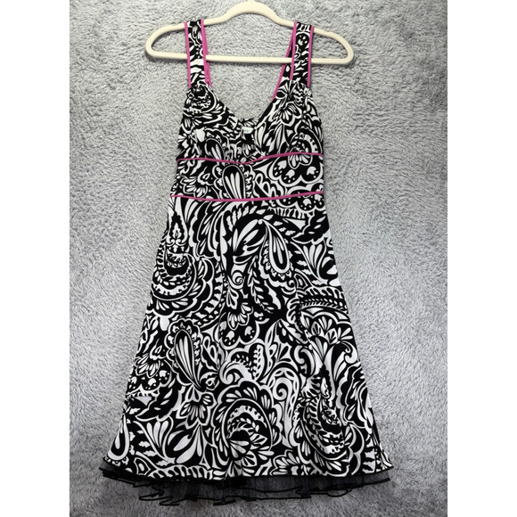 Speechless Dress Womens Small‎ Black White Pink 90s Y2K Slip V Neck Rockabilly - Picture 3 of 12